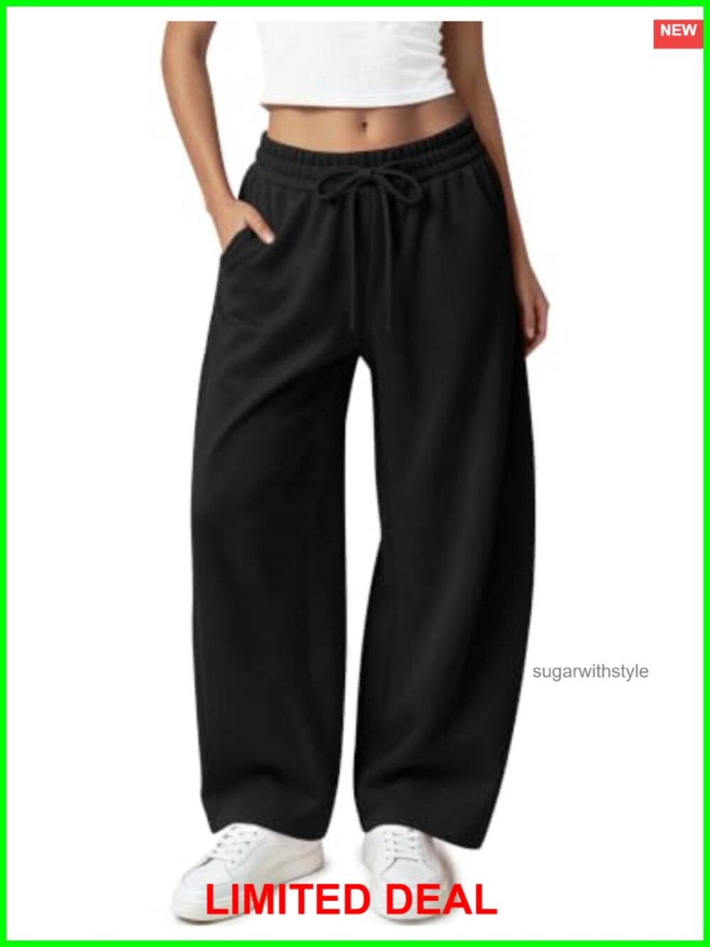 Womens Barrel Sweatpants Baggy Elastic Waist Pull On Pockets